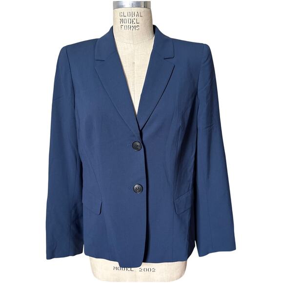Lafayette 148 New York Wool Blazer Women’s Size 12 Navy Single Breasted Classic - Picture 1 of 7